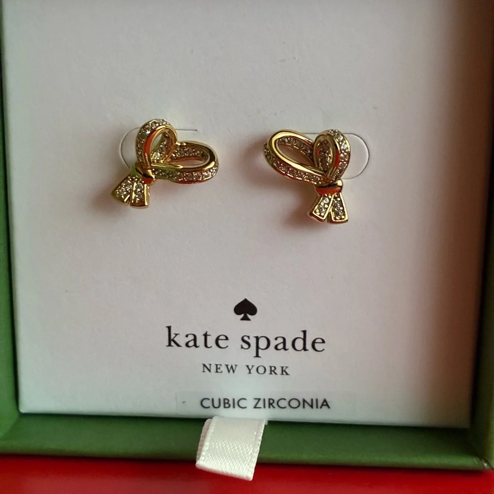 Kate Spade Gold Heart Bow Earrings